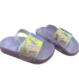 Baby Toddler Girl Unicorn Jelly Thong Flip Flop with Backstrap Size 5/6